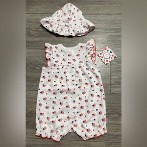 White romper with US flags